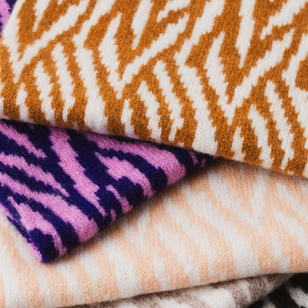 Zebra snood / cowl - nectarine and white (dispatched in 2-3 weeks)