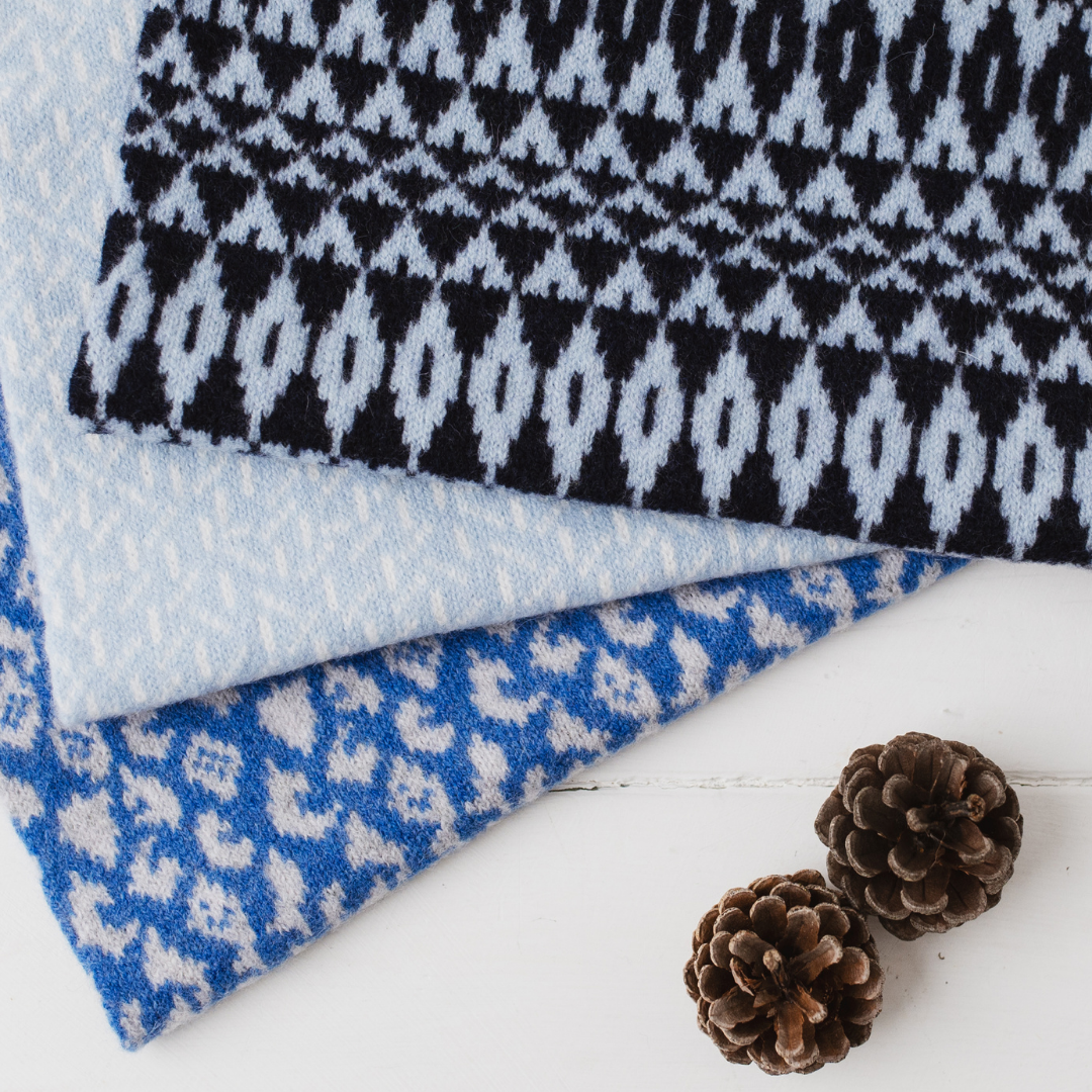 SAMPLE Leopard snood / cowl - river blue and pearl grey