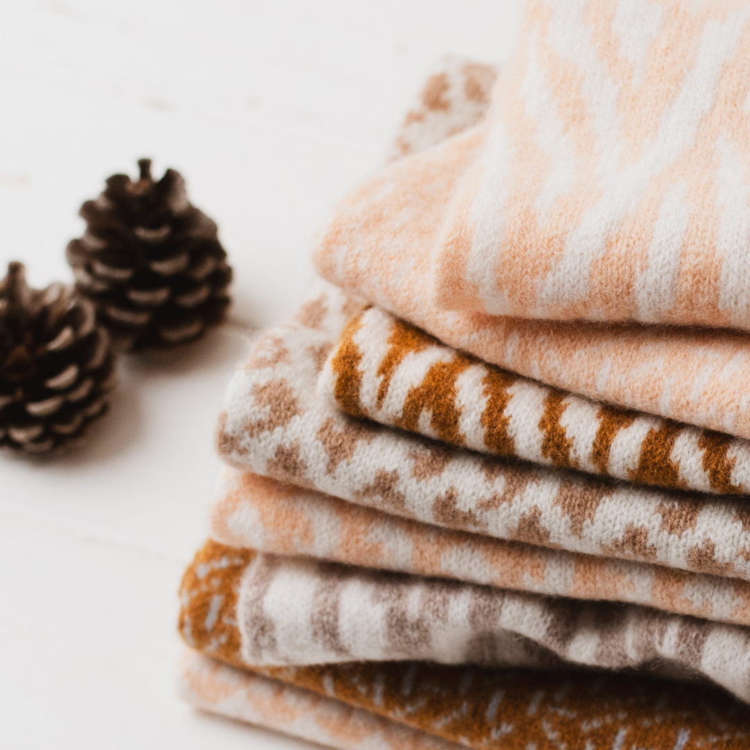 Scatter snood / cowl - nectarine and white (Pre-order)