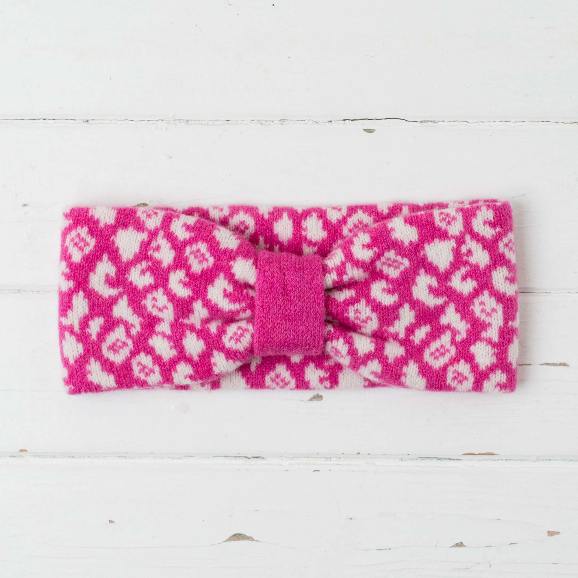 Leopard headband - bubblegum pink and white (MADE TO ORDER)
