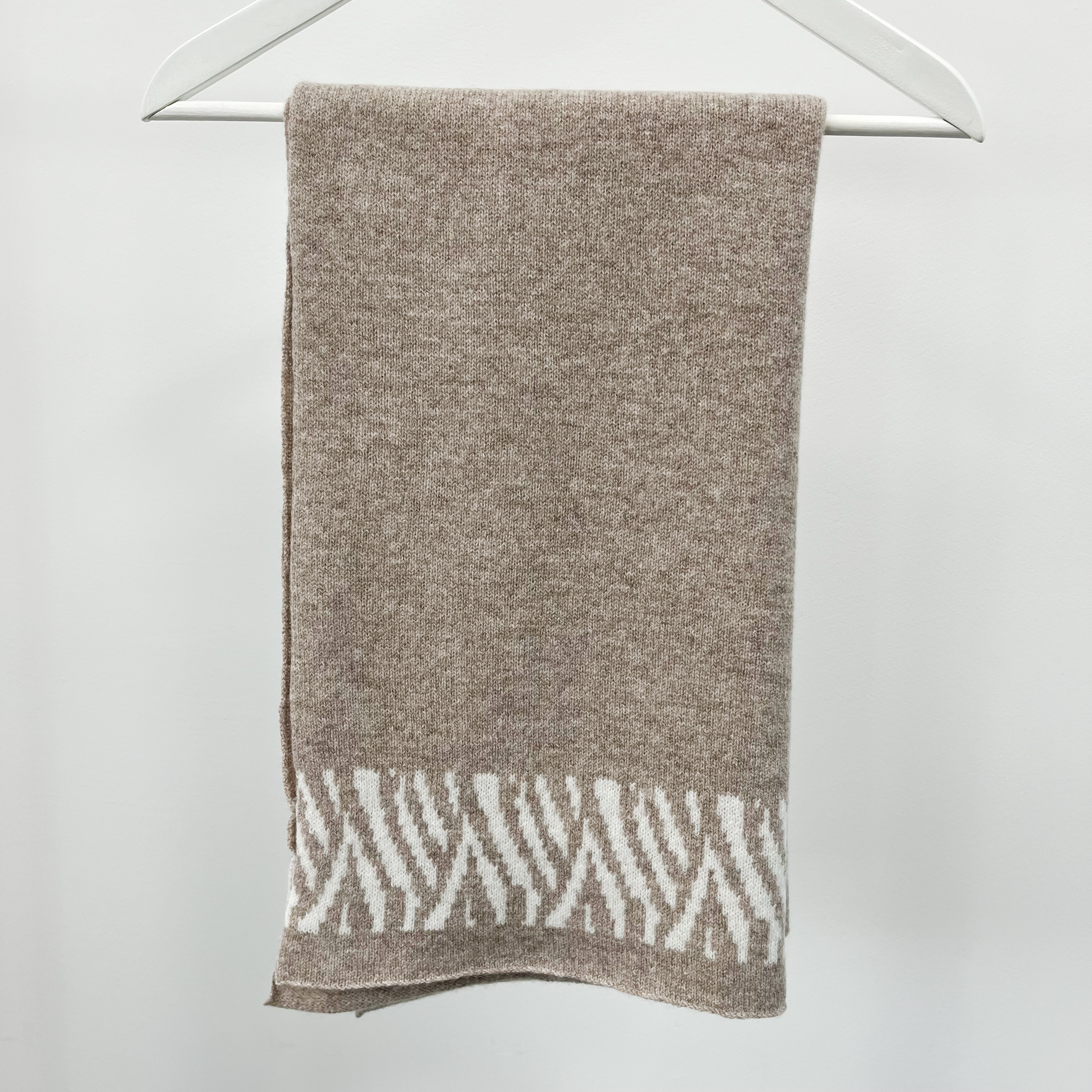 Zebra knitted wrap - cobble and white PRE-ORDER