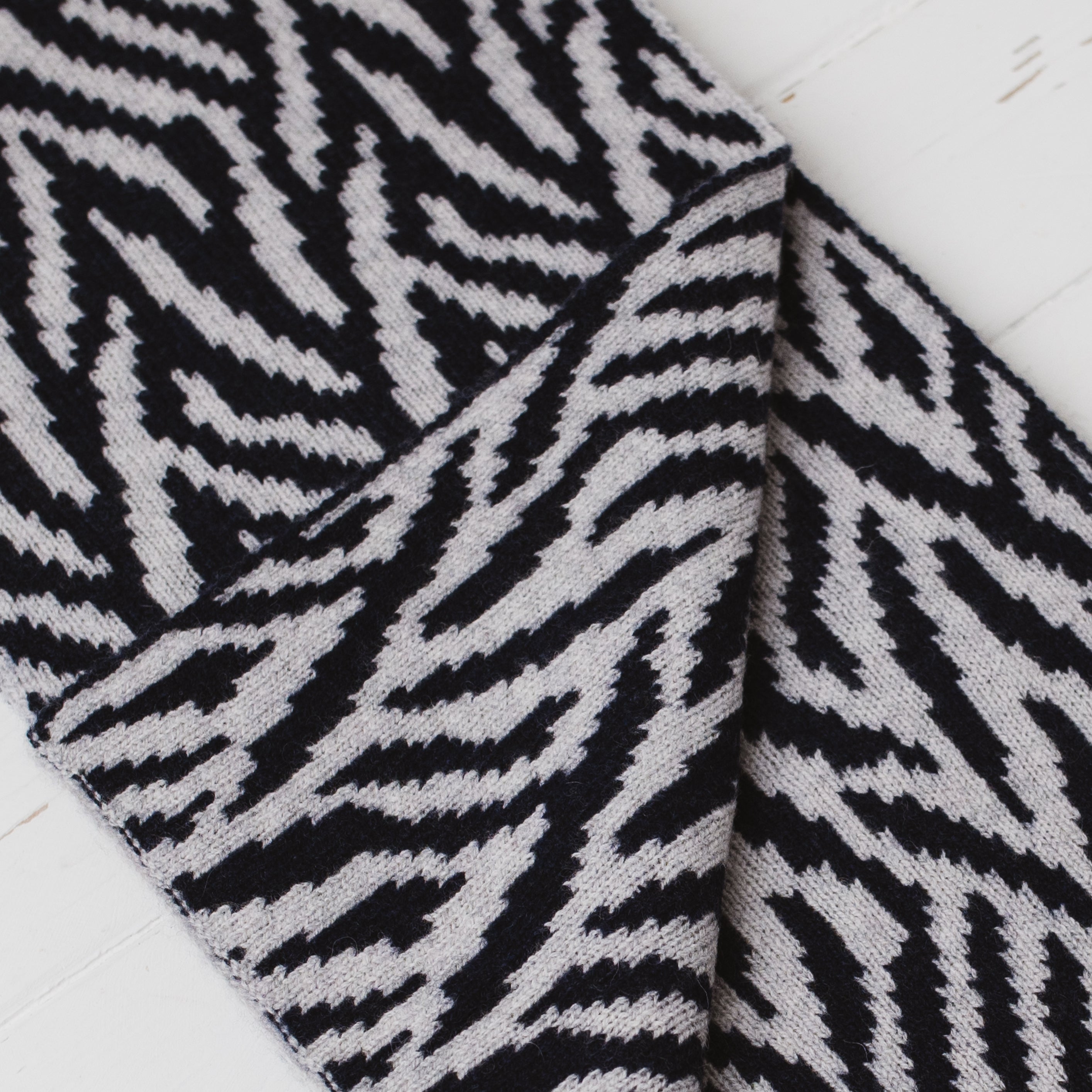 Zebra reversible scarf - navy and zinc
