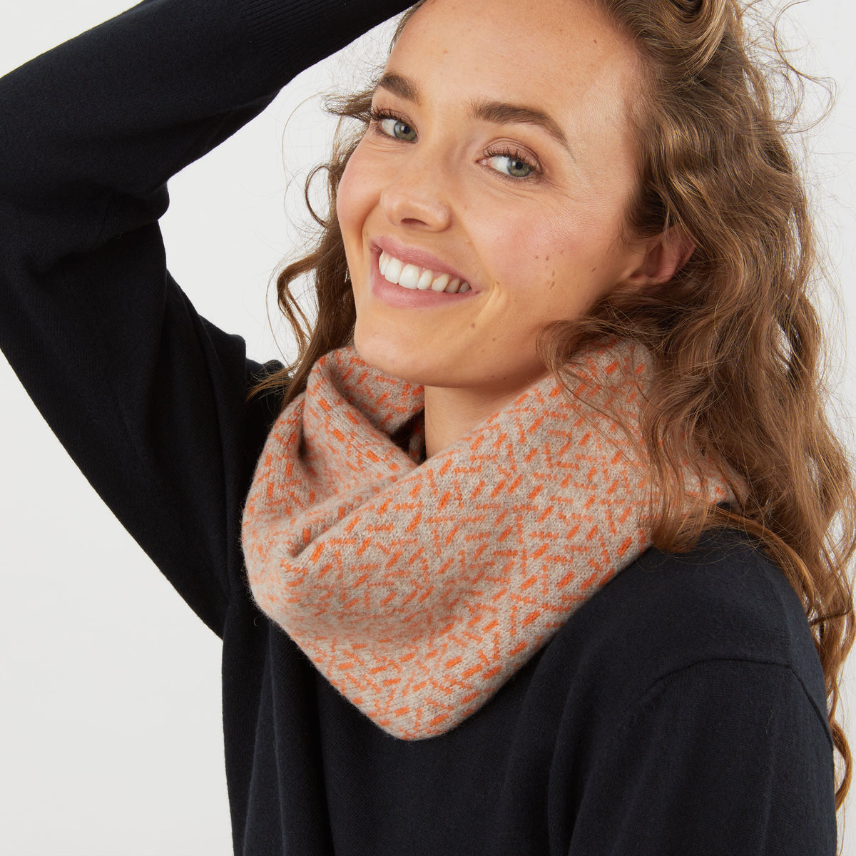 Scatter snood / cowl - cobble and orange soda