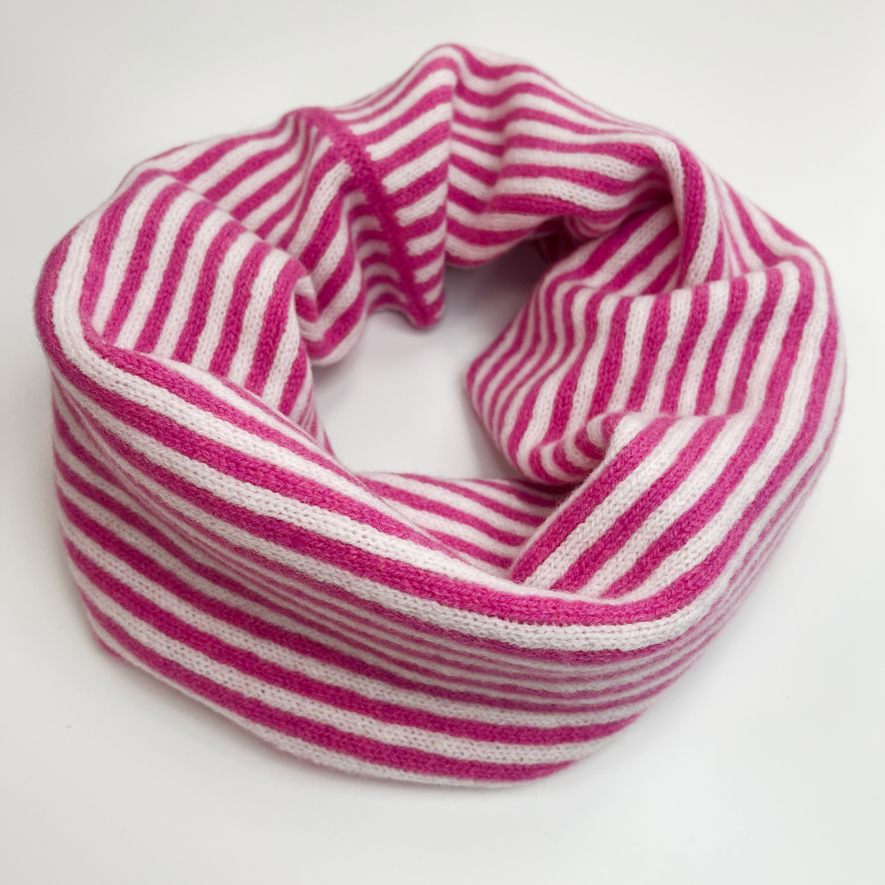SAMPLE Stripe snood / cowl - bubblegum and white