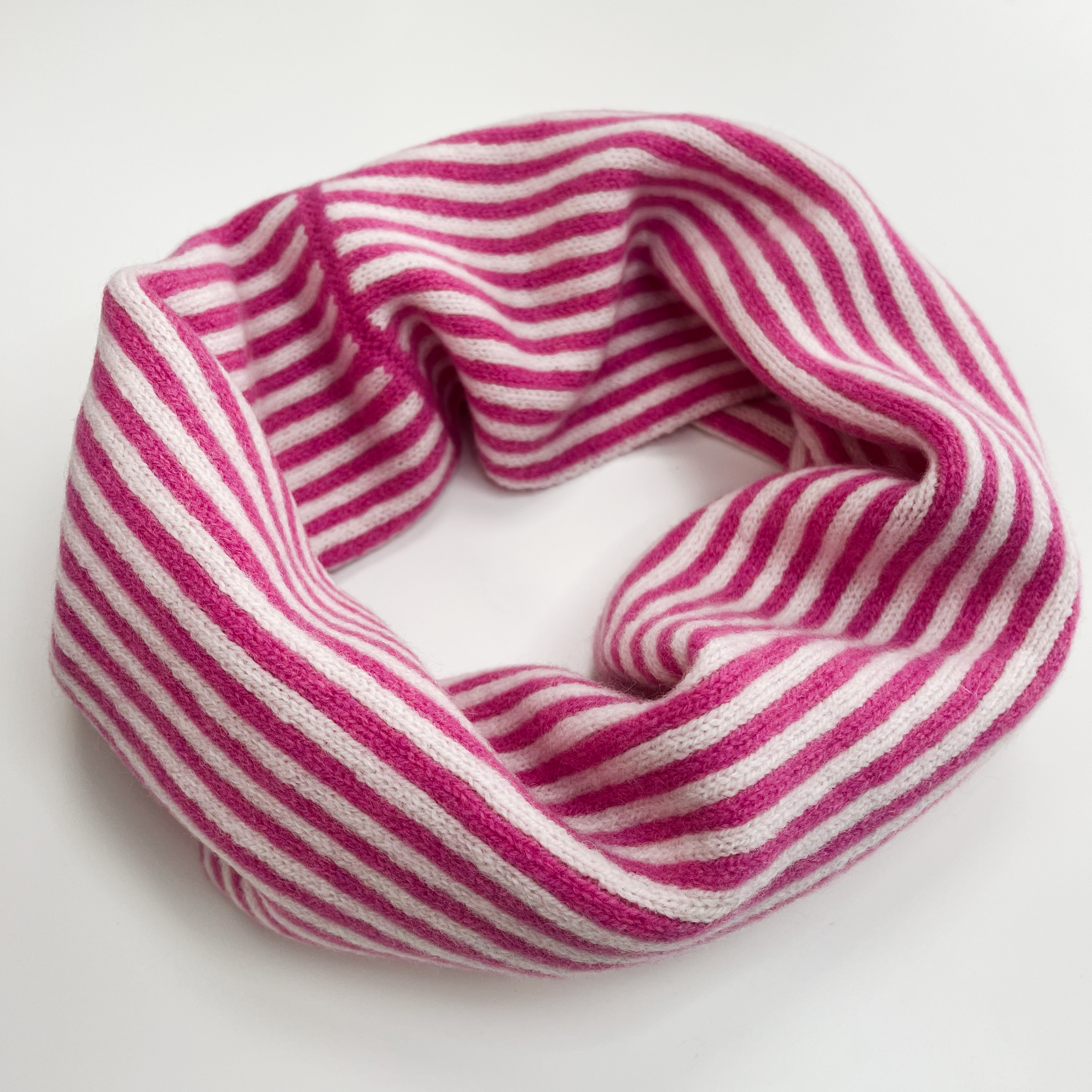 SAMPLE Stripe snood / cowl - bubblegum and white