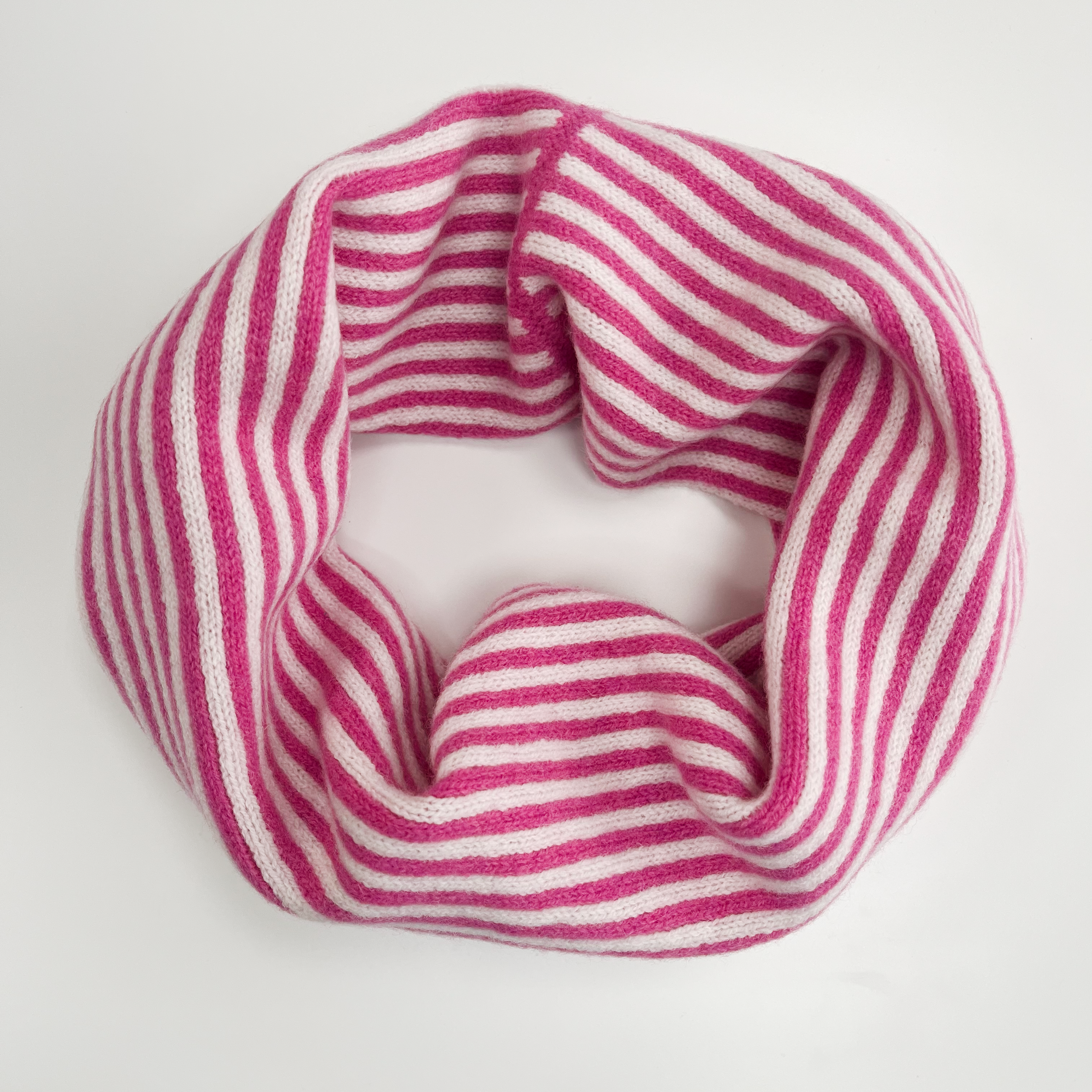 SAMPLE Stripe snood / cowl - bubblegum and white