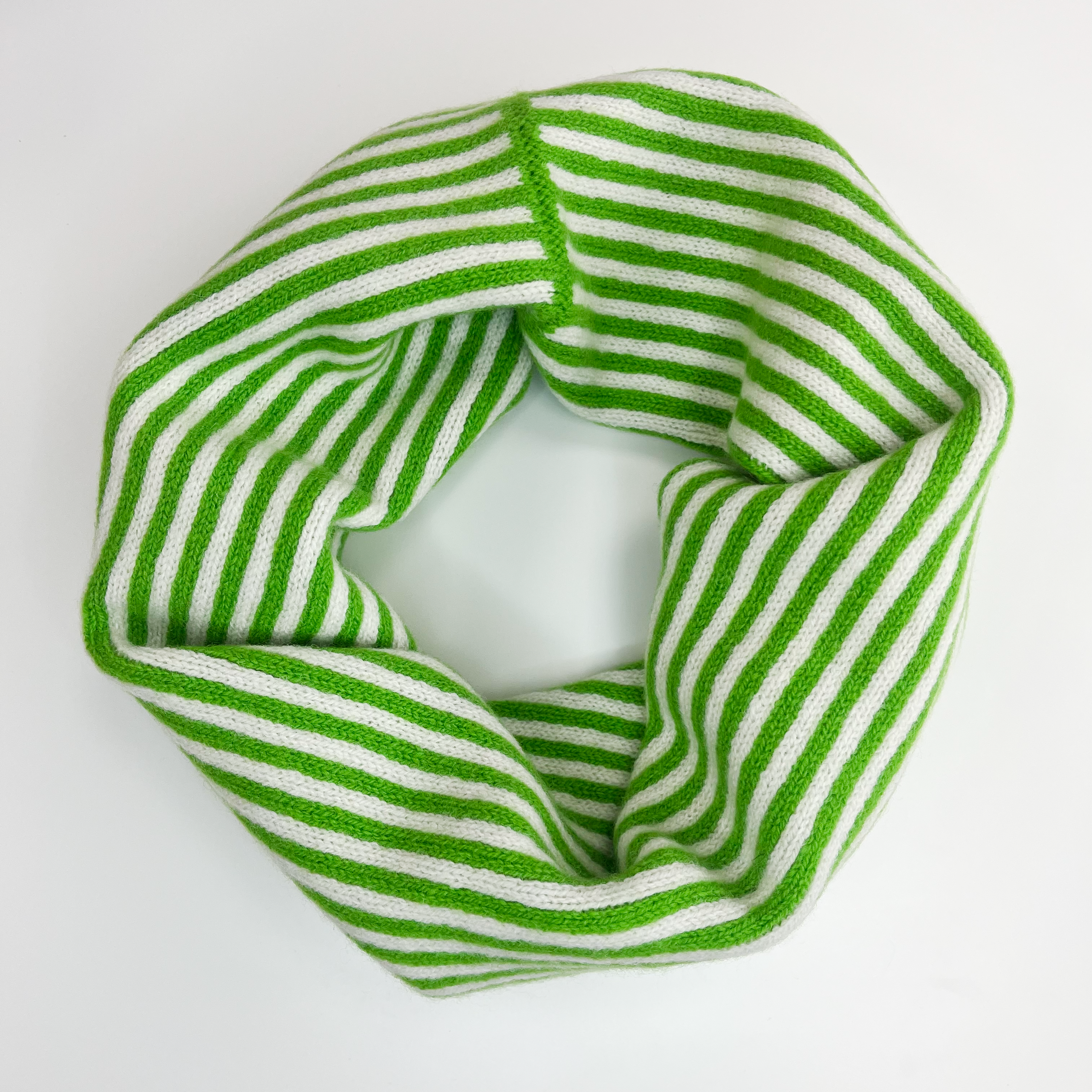 SAMPLE Stripe snood / cowl - kelly green and white