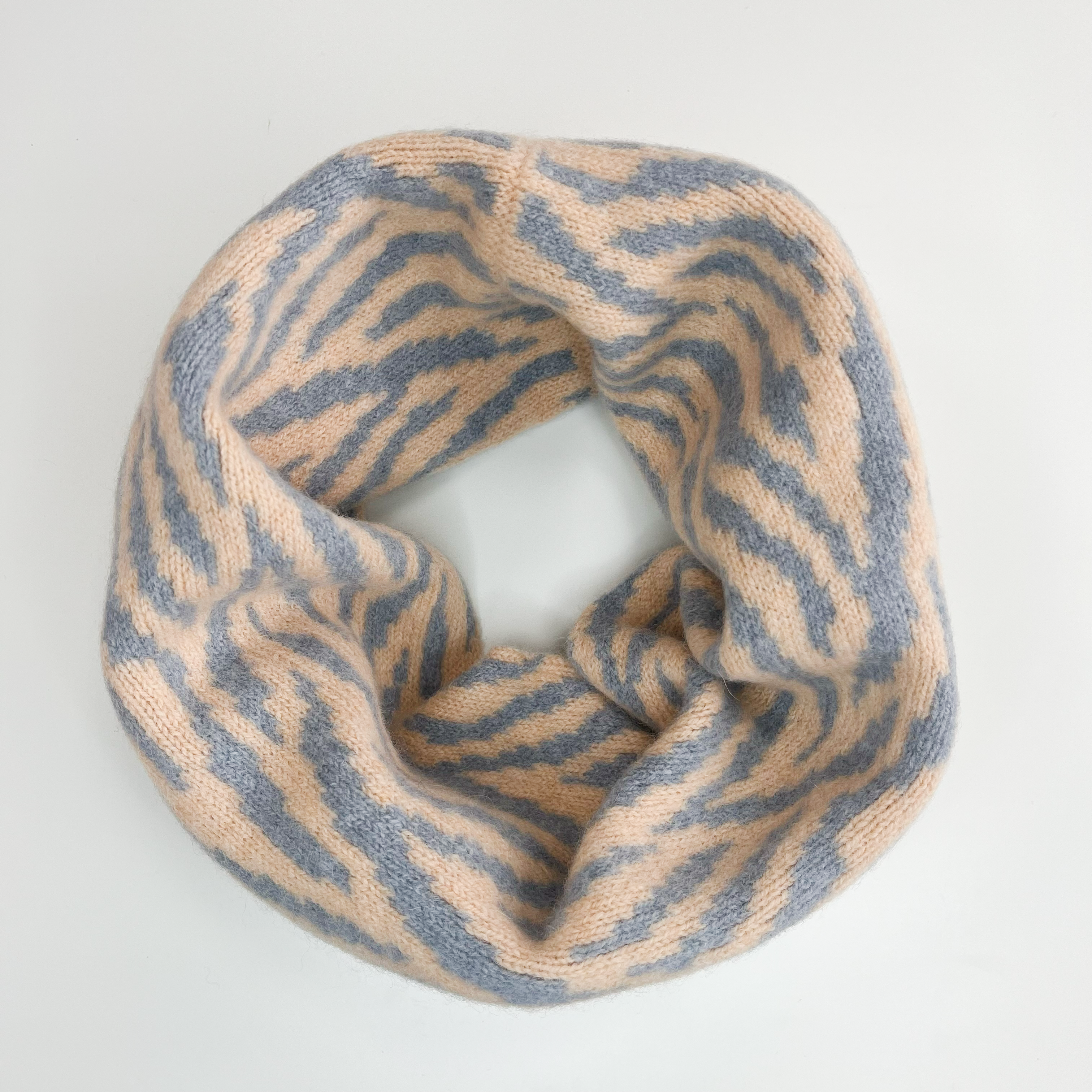 SAMPLE Zebra snood / cowl - nectarine and seal grey