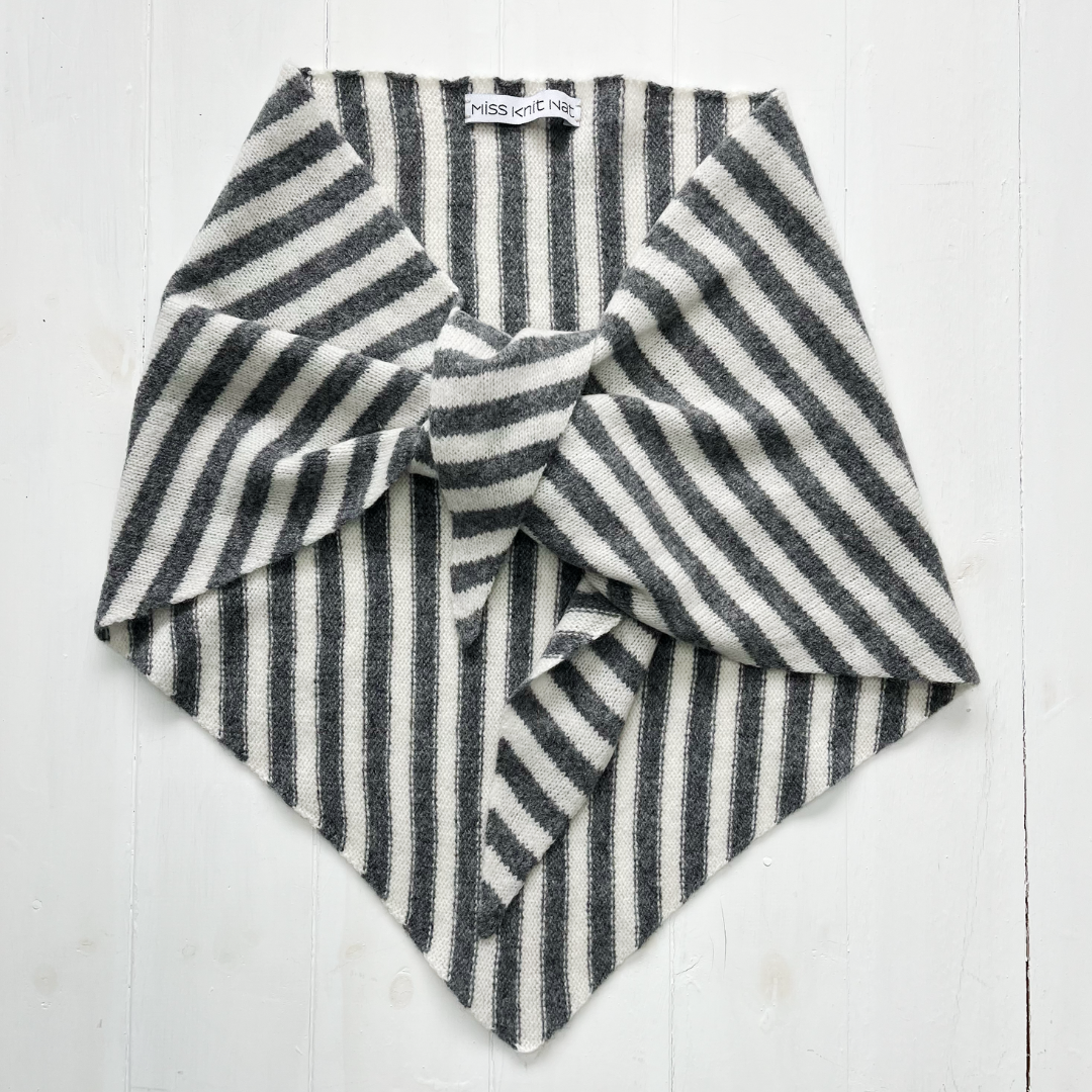 Triangle scarf - grey and white stripe