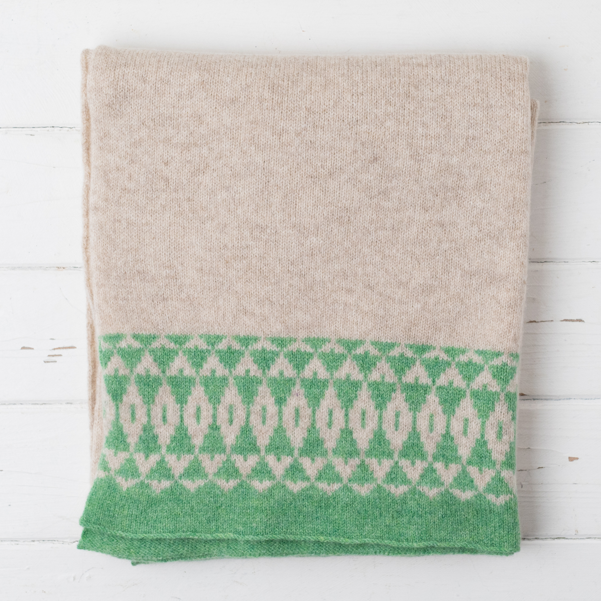 Mirror knitted wrap - springtime and linen (dispatched in 1-2 weeks)