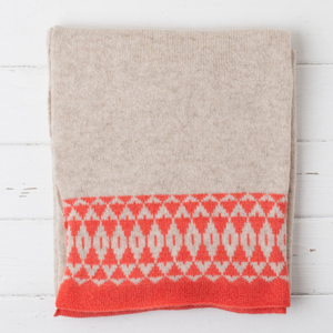 Mirror knitted wrap - coral and linen (MADE TO ORDER)