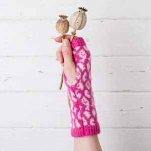 Leopard wrist warmers - bubblegum pink and white