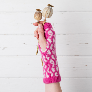 Leopard wrist warmers - bubblegum pink and white (MADE TO ORDER)