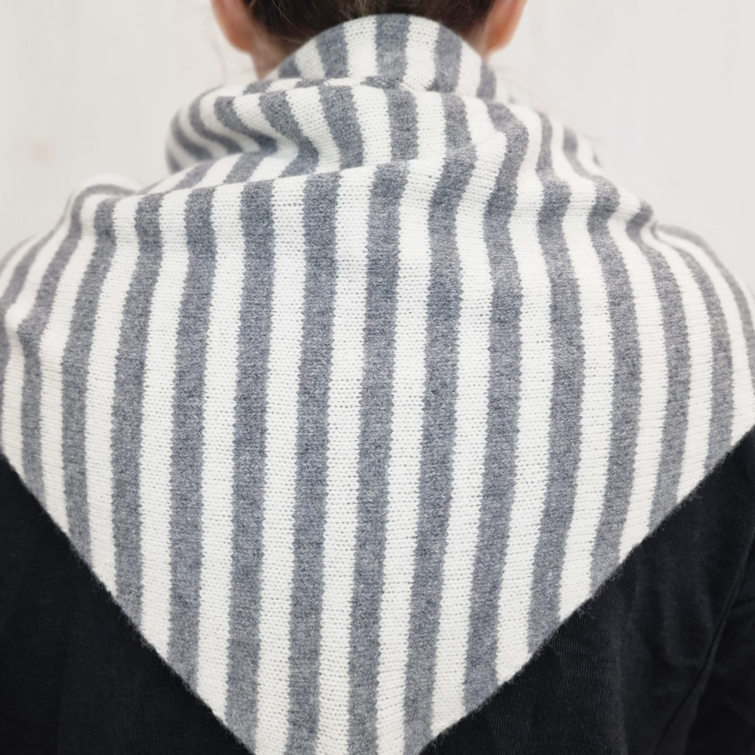 Triangle scarf - grey and white stripe