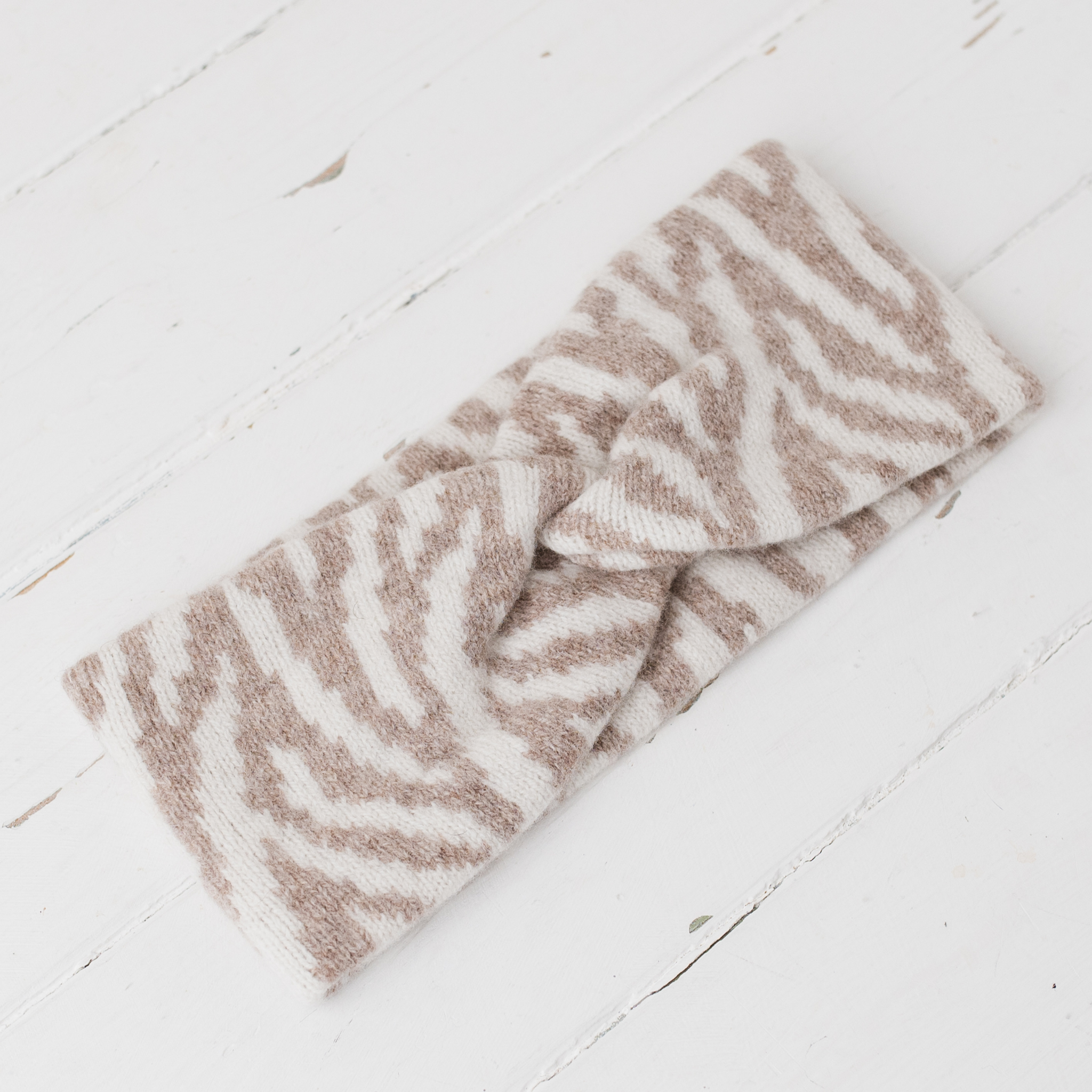 Zebra twist headband - cobble and white (PRE-ORDER)