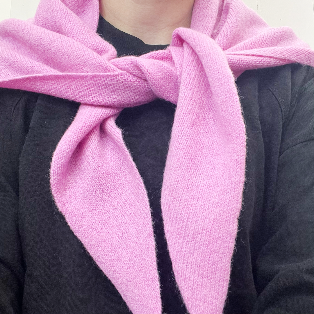 Triangle scarf - thulian pink with lemonade stripe