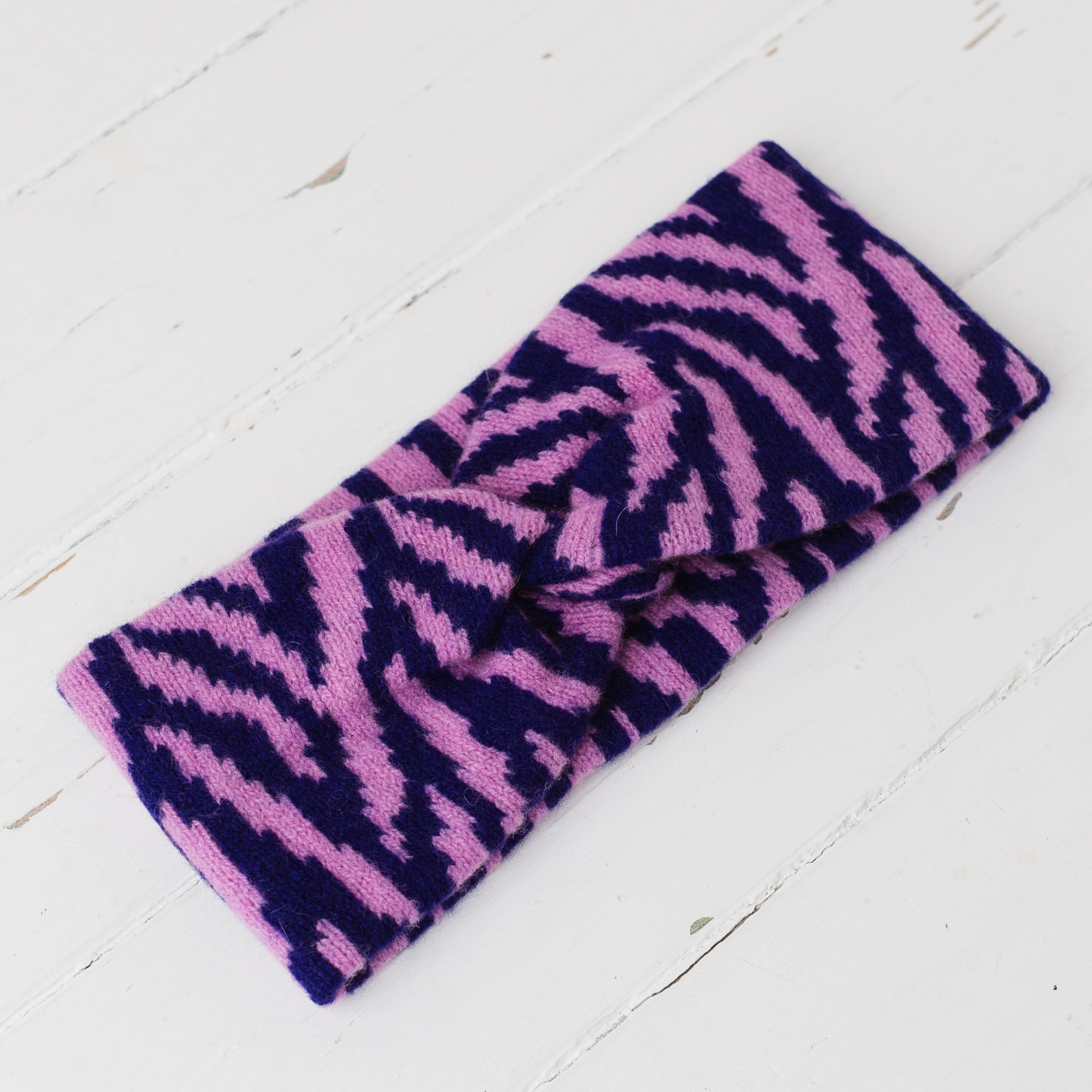 Zebra twist headband - nightfall and thulian (PRE-ORDER)