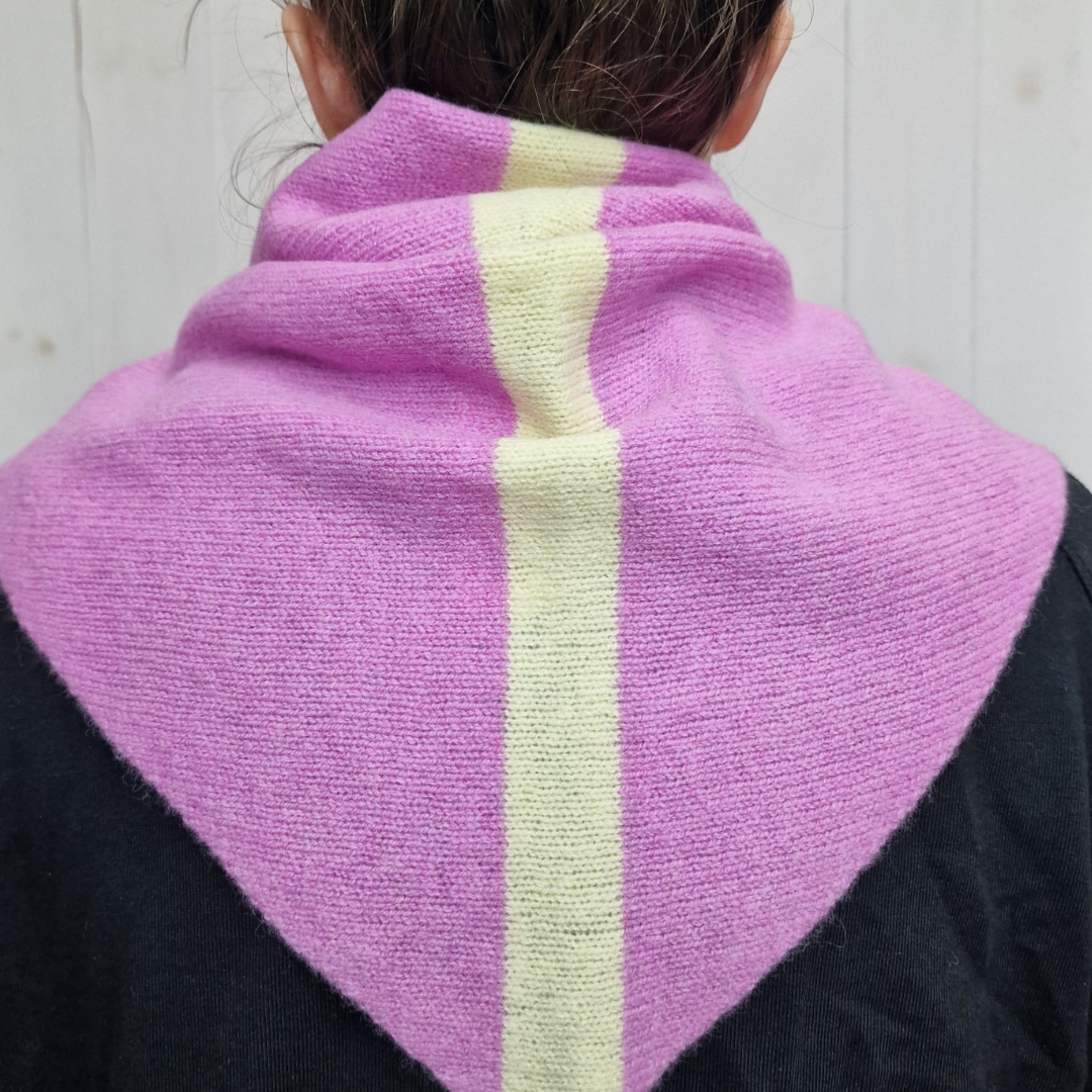 Triangle scarf - thulian pink with lemonade stripe