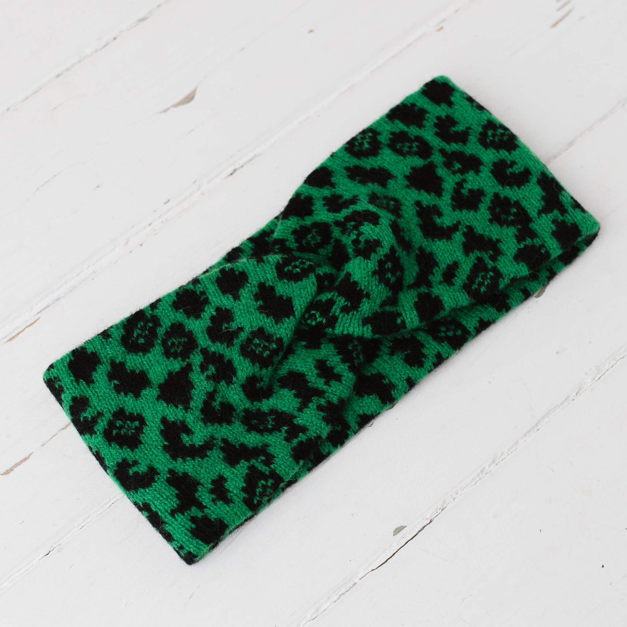 Leopard twist headband - billiard green and black (PRE-ORDER)