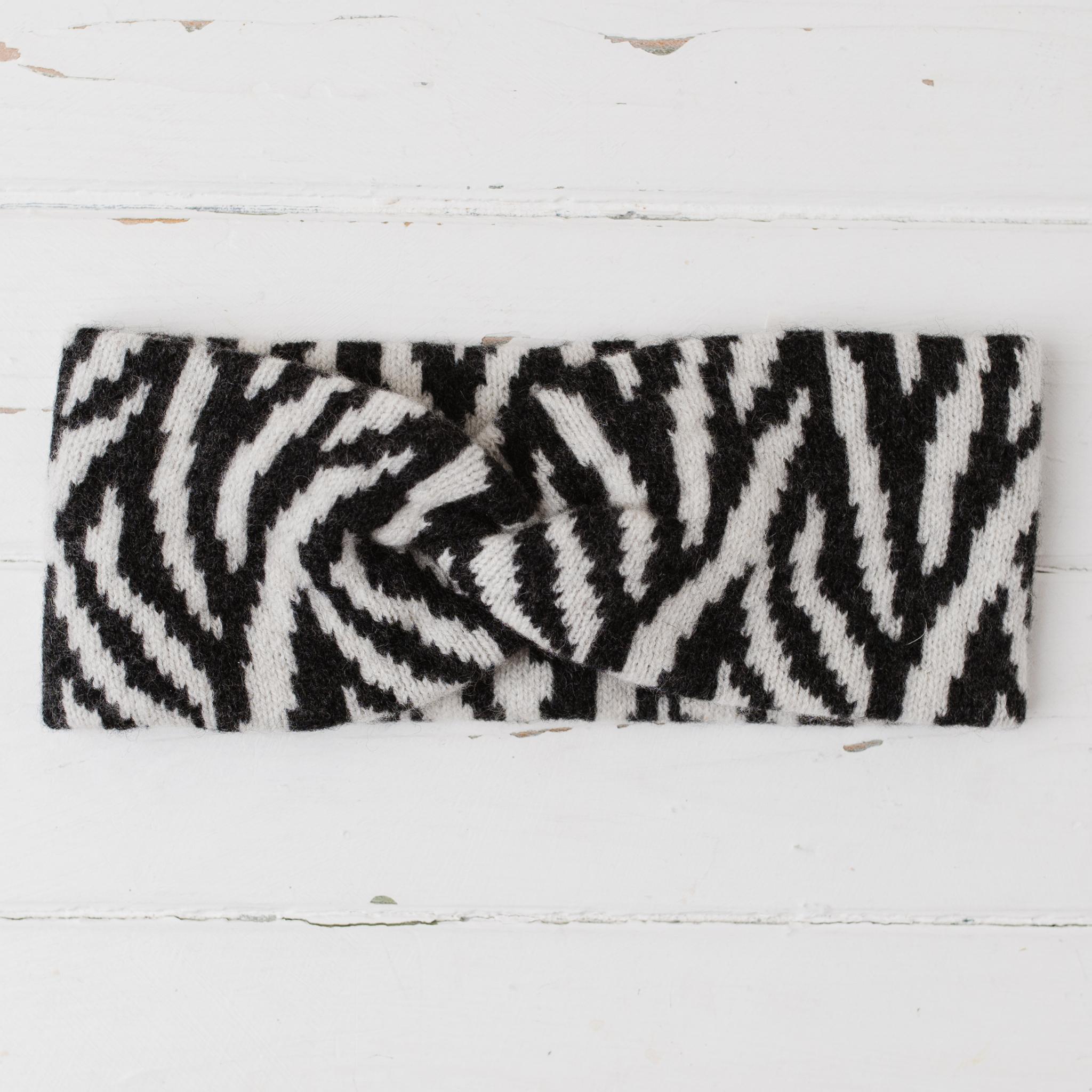 Zebra twist headband - charcoal and ecru (PRE-ORDER)