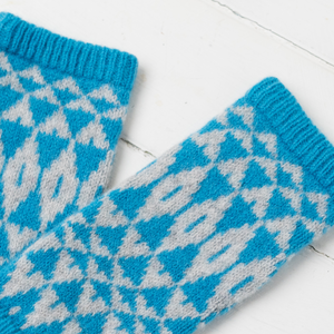 Mirror wrist warmers - turquoise and zinc