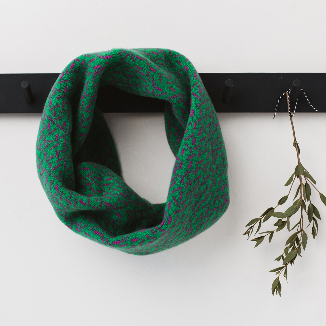 Scatter snood / cowl - billiard green and honesty pink PRE-ORDER