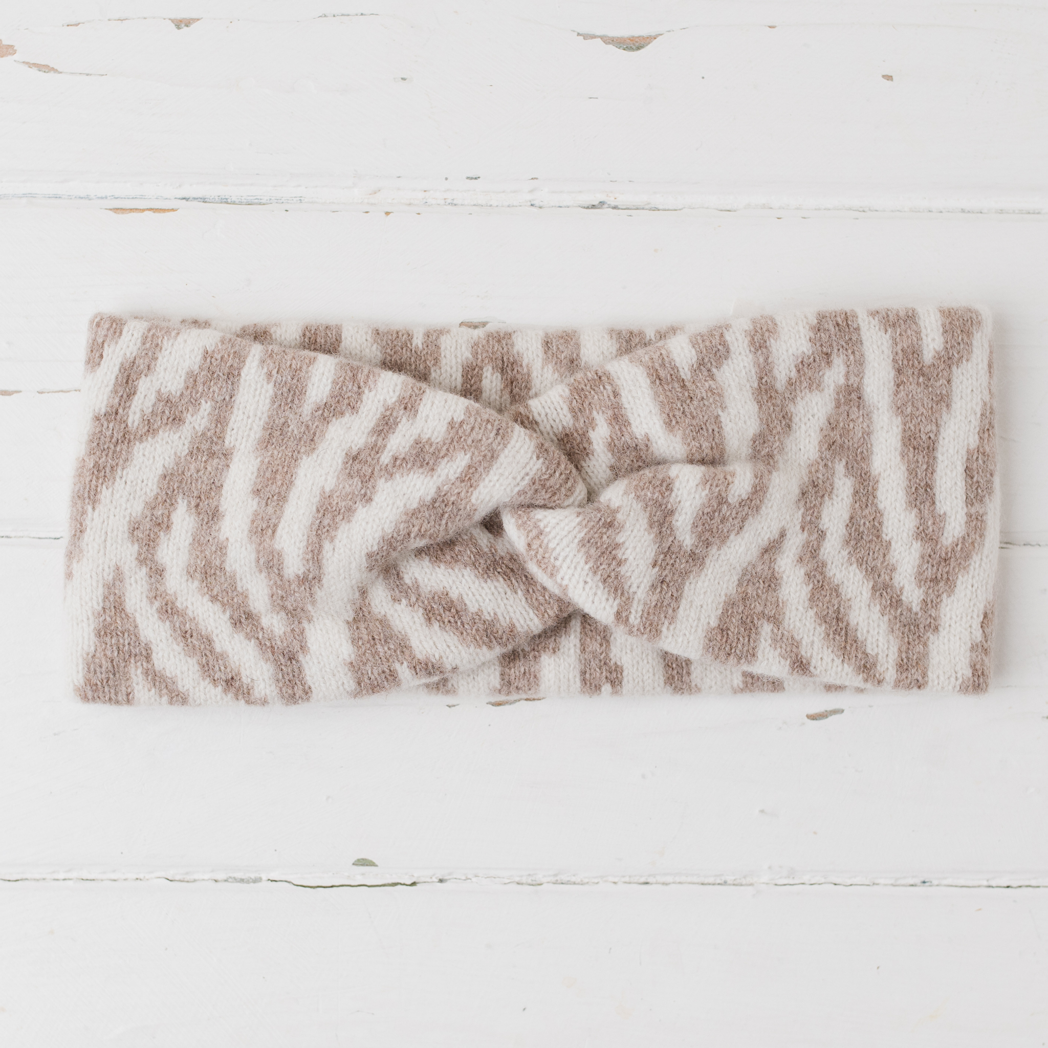 Zebra twist headband - cobble and white (PRE-ORDER)