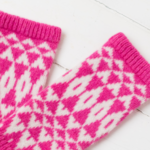 Mirror wrist warmers - bubblegum pink and white
