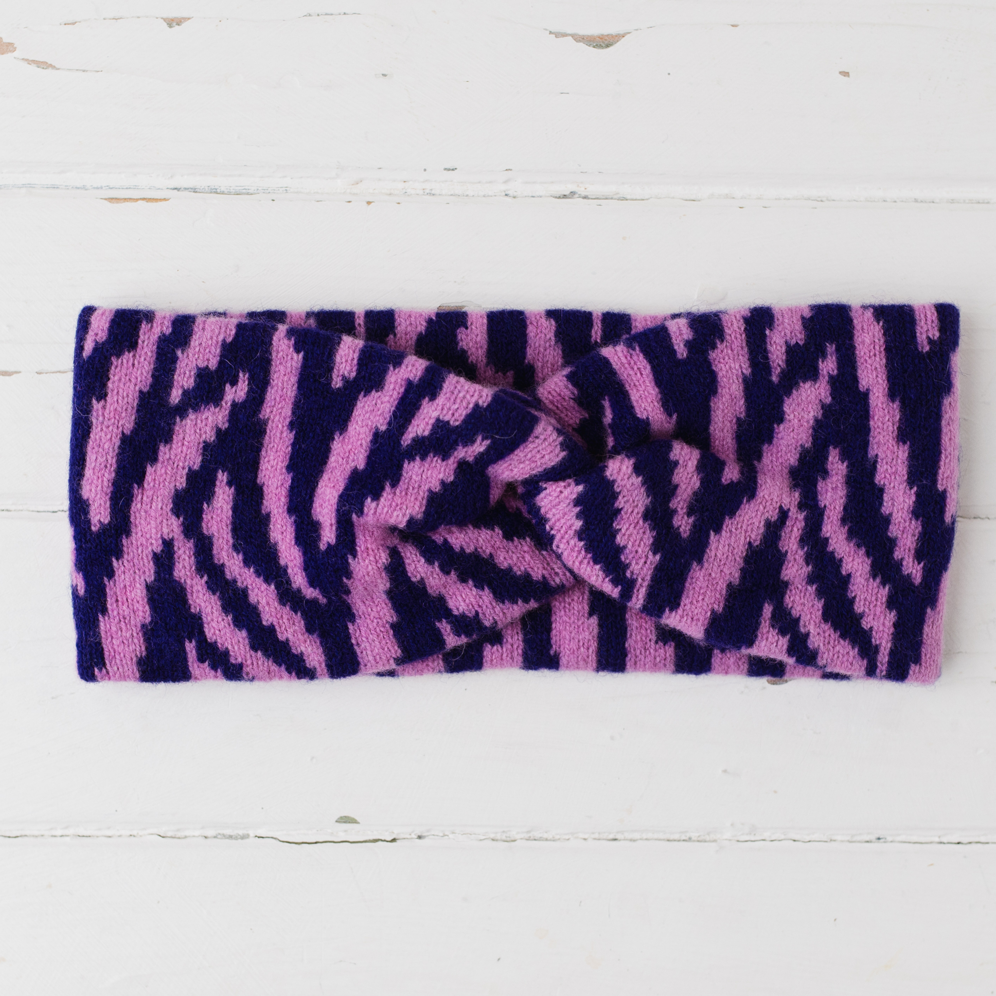 Zebra twist headband - nightfall and thulian (PRE-ORDER)