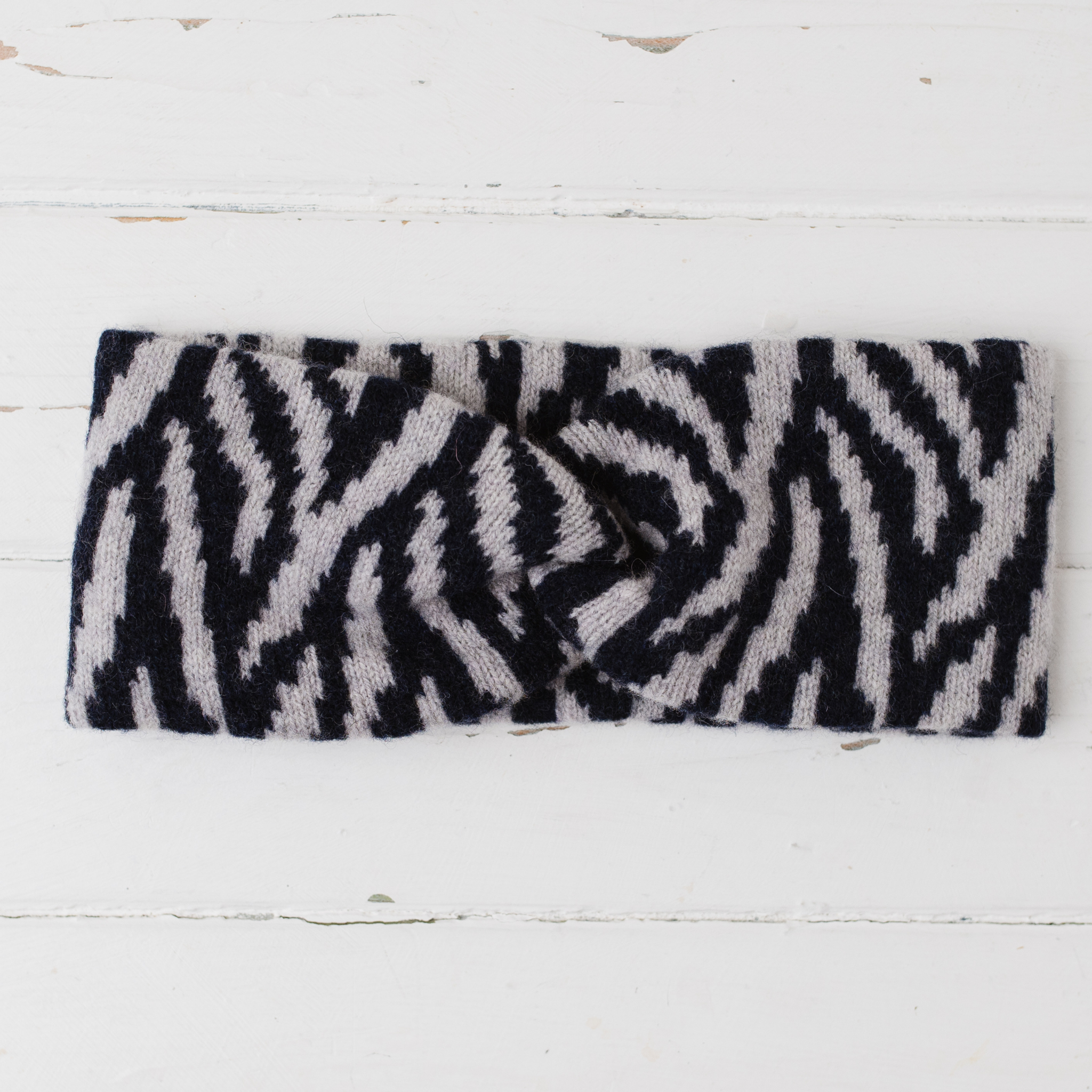 Zebra twist headband - navy and zinc (PRE-ORDER)
