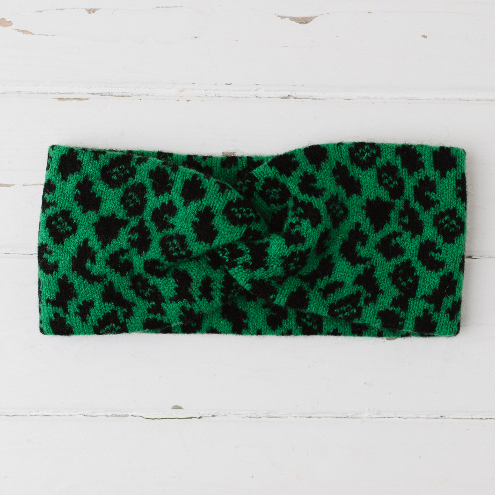 Leopard twist headband - billiard green and black (PRE-ORDER)
