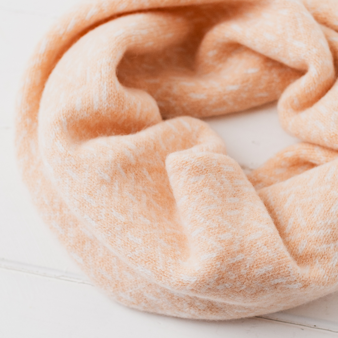 SAMPLE Scatter snood / cowl - nectarine and white