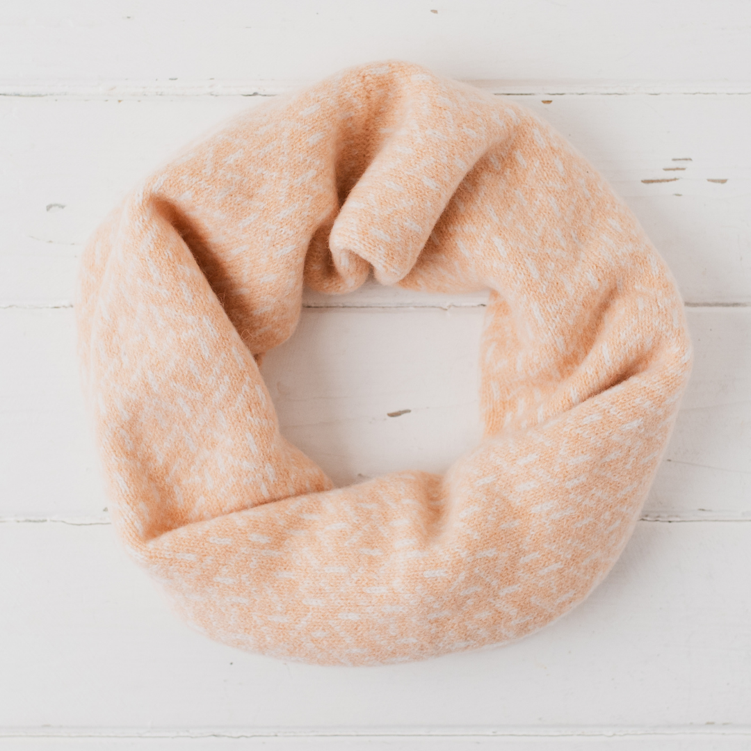 SAMPLE Scatter snood / cowl - nectarine and white