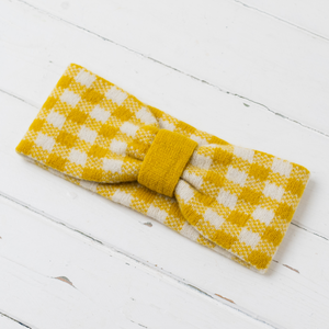 Gingham headband - piccalilli and ecru