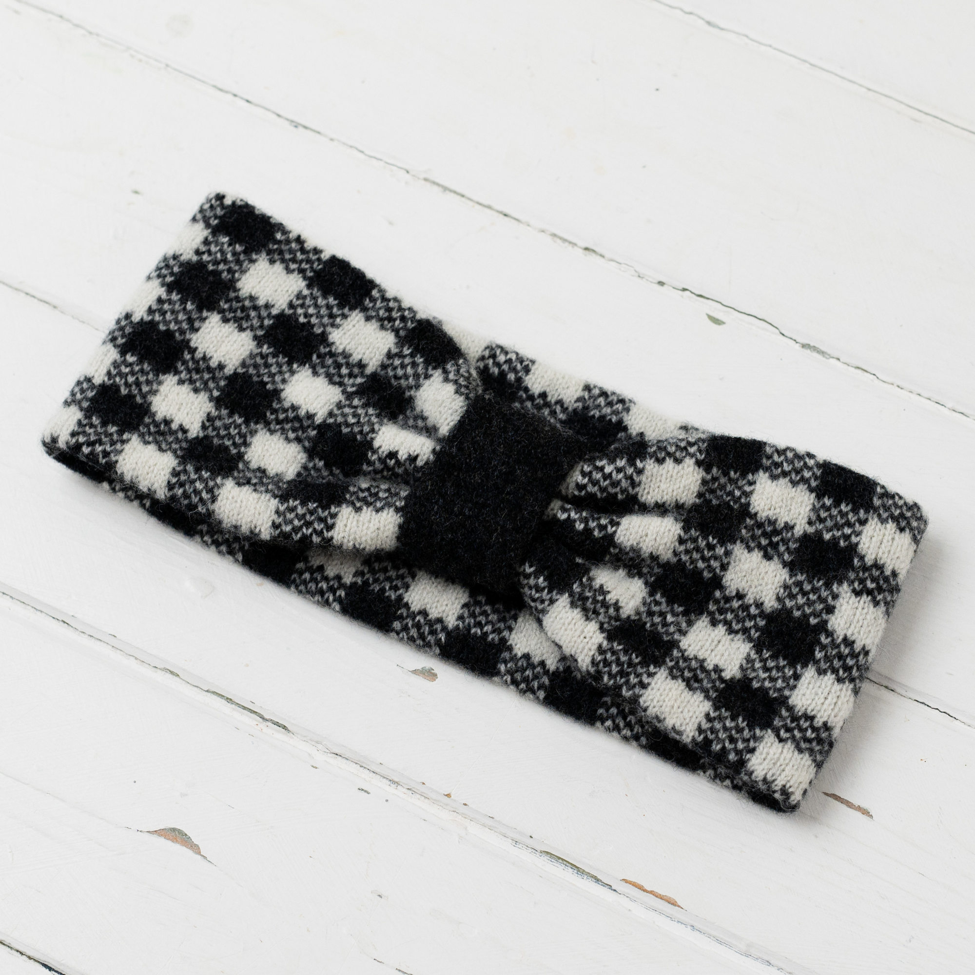 Gingham headband - monochrome