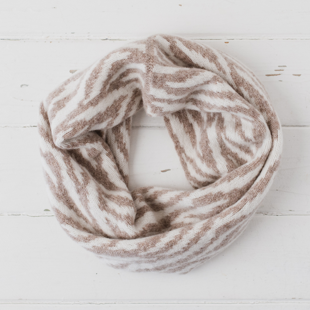 Zebra snood / cowl - cobble and white PRE-ORDER