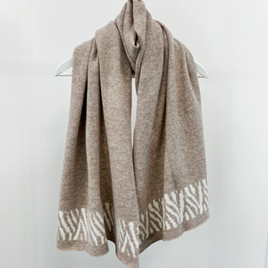 Zebra knitted wrap - cobble and white
