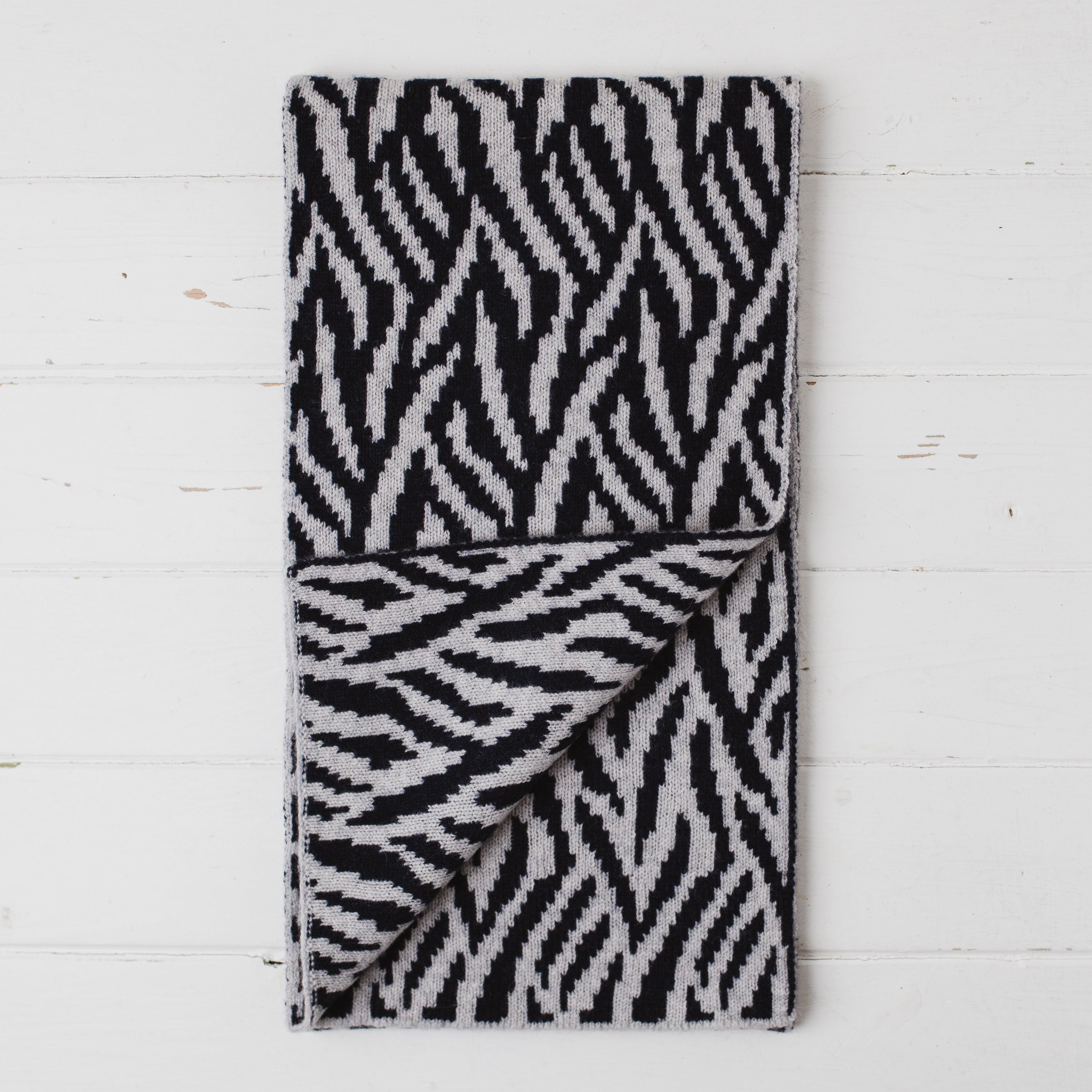 Zebra reversible scarf - navy and zinc