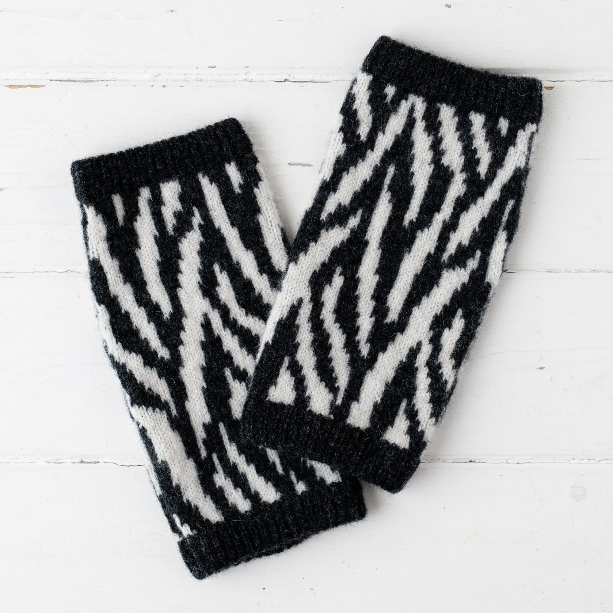 Zebra wrist warmers - monochrome (MADE TO ORDER)