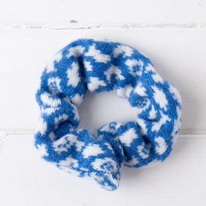 Leopard scrunchie - river blue