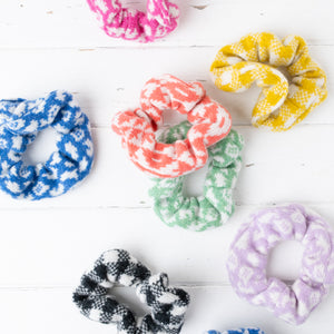 Leopard scrunchie - river blue