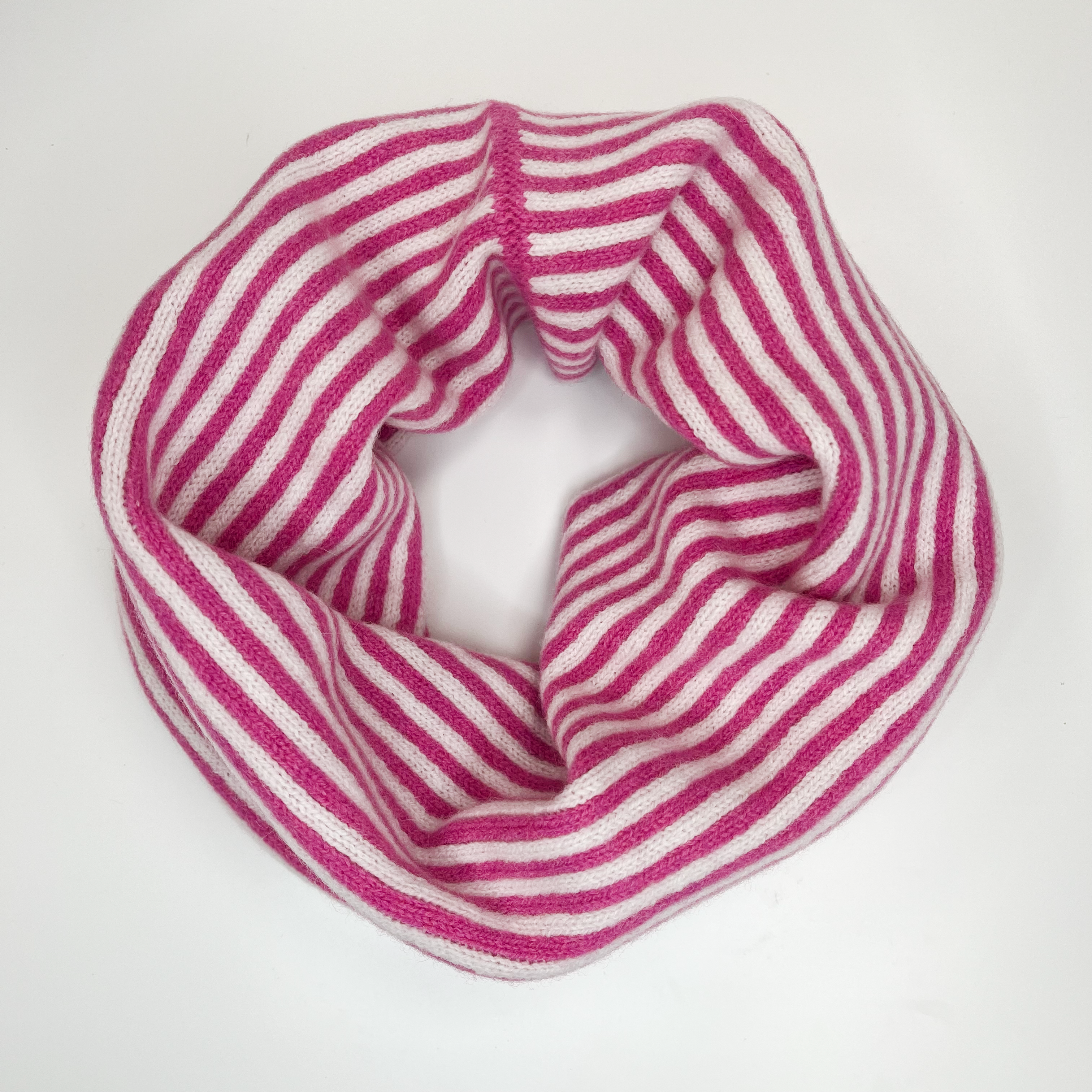 SAMPLE Stripe snood / cowl - bubblegum and white
