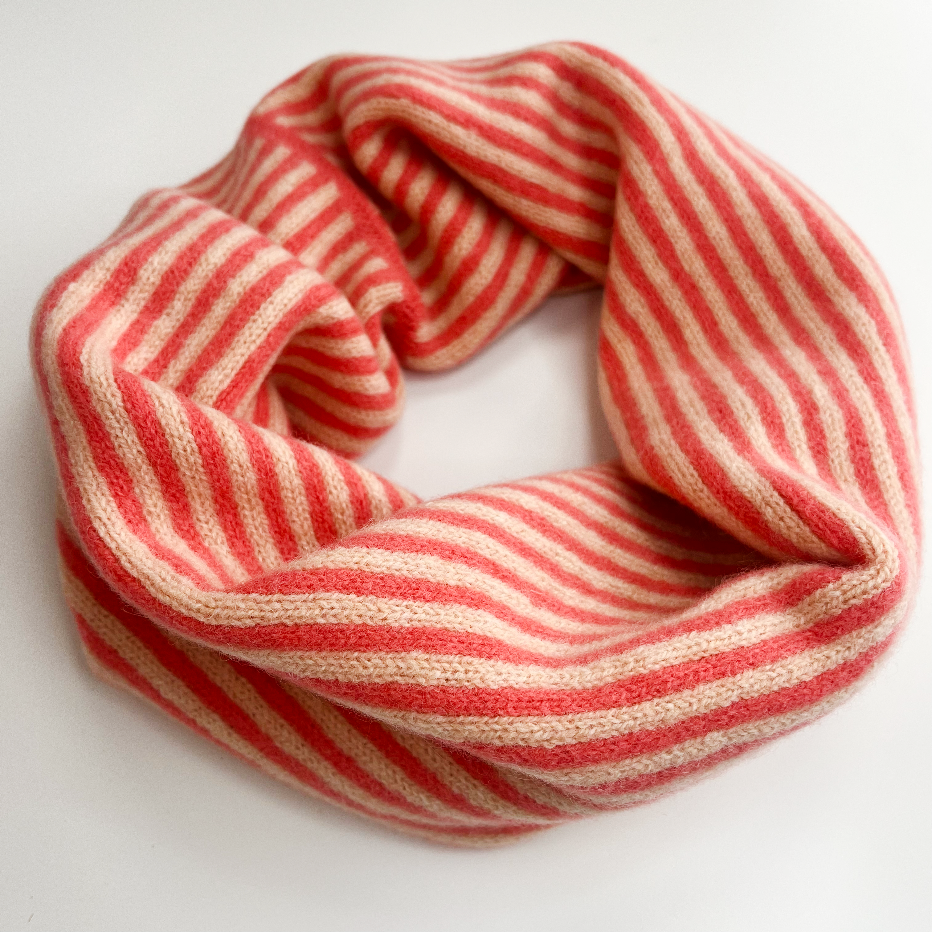 SAMPLE Stripe snood / cowl - coral and nectarine