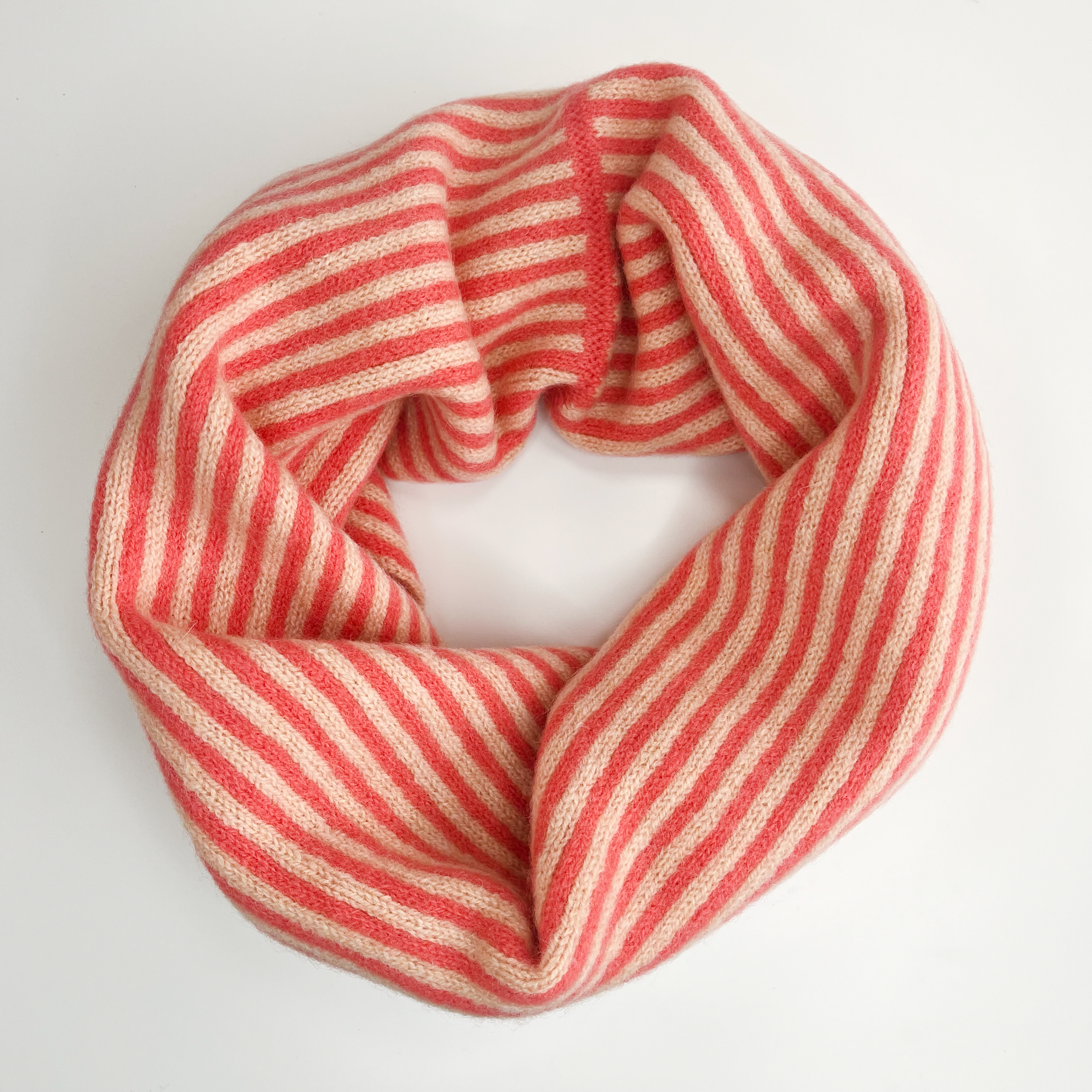 SAMPLE Stripe snood / cowl - coral and nectarine