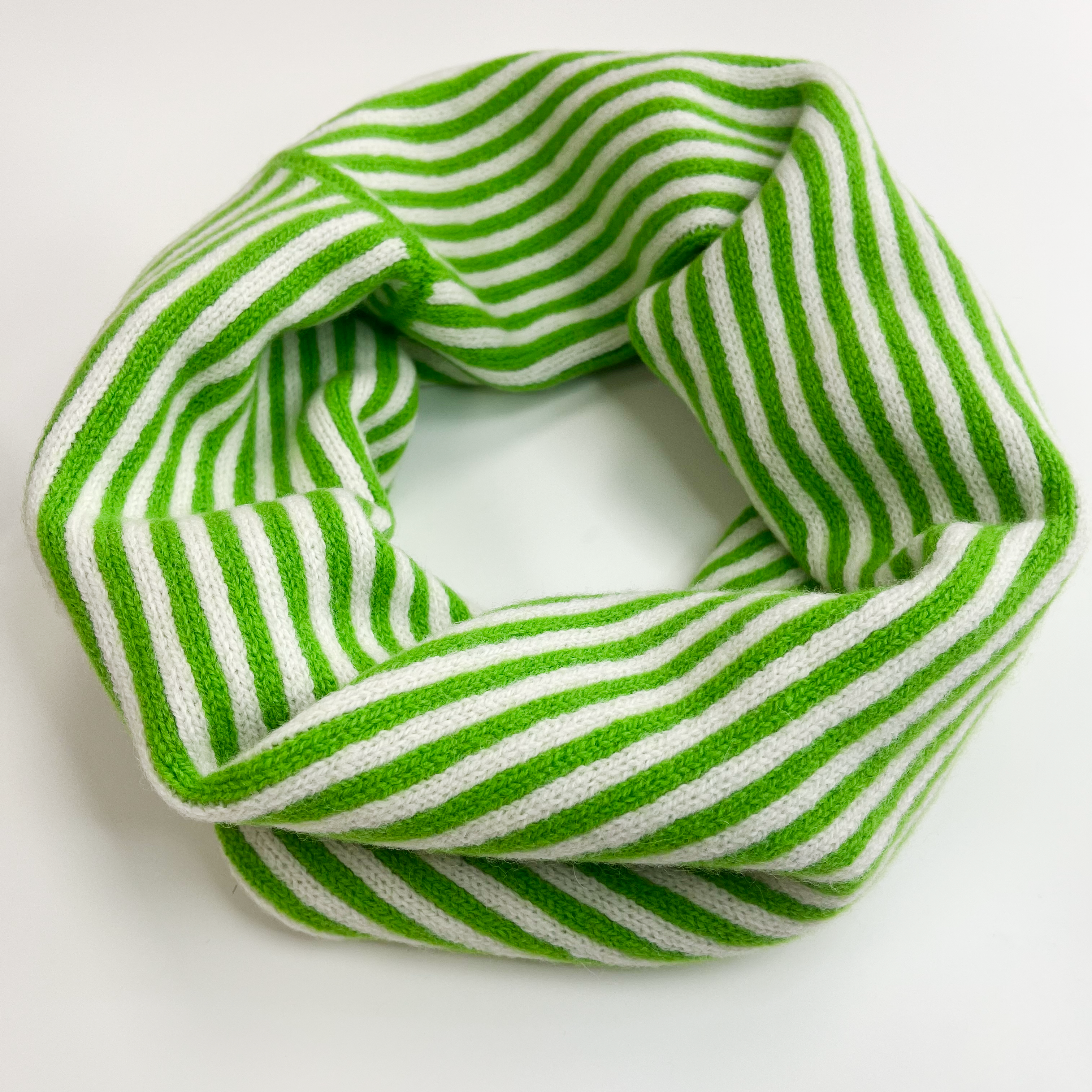 SAMPLE Stripe snood / cowl - kelly green and white