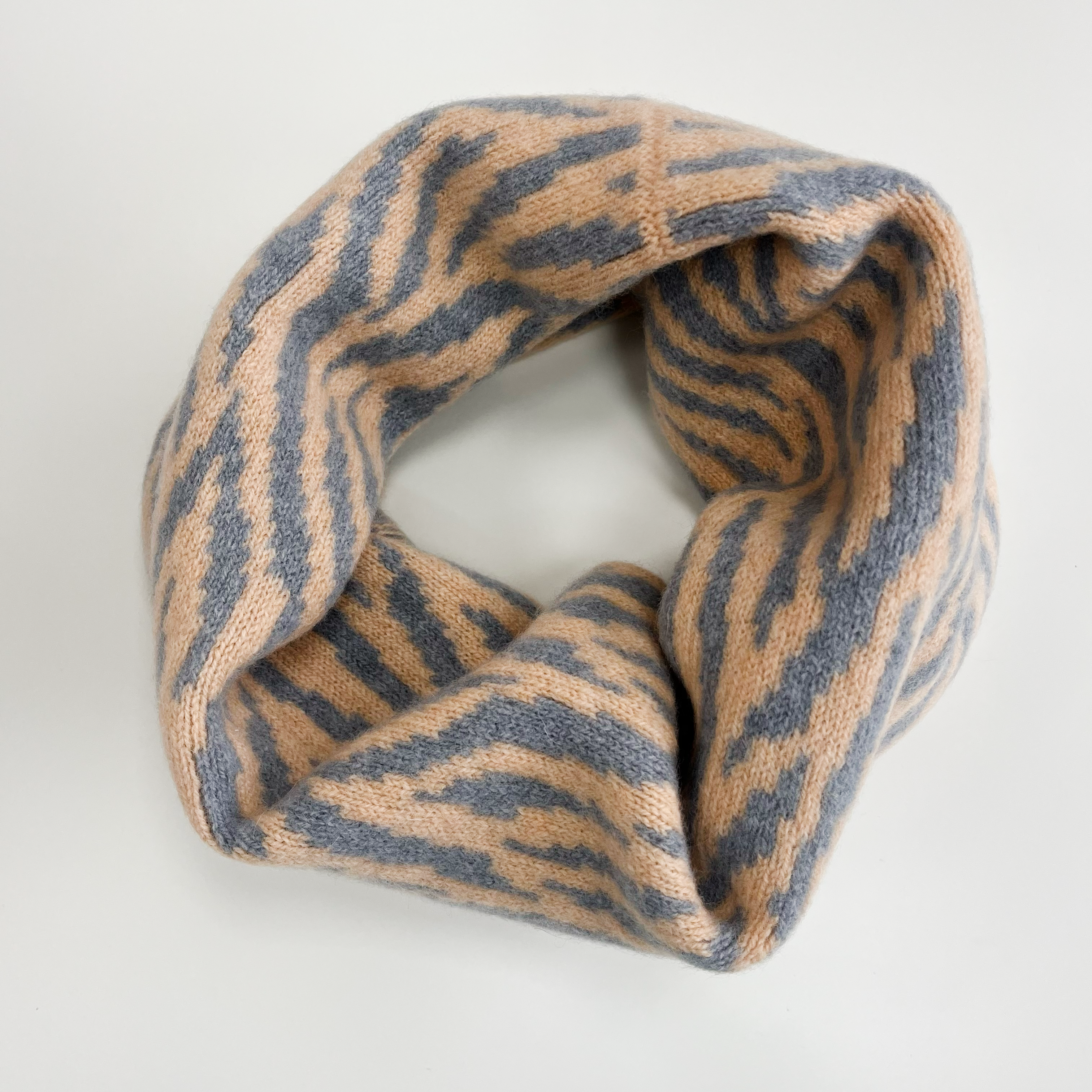 SAMPLE Zebra snood / cowl - nectarine and seal grey