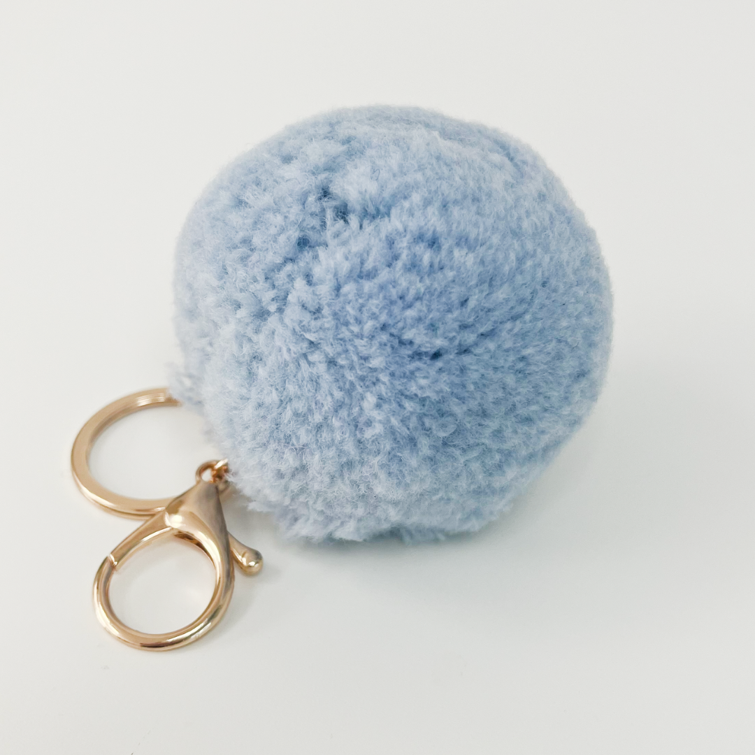 Pom Pom keyring / bag charm - angelite blue
