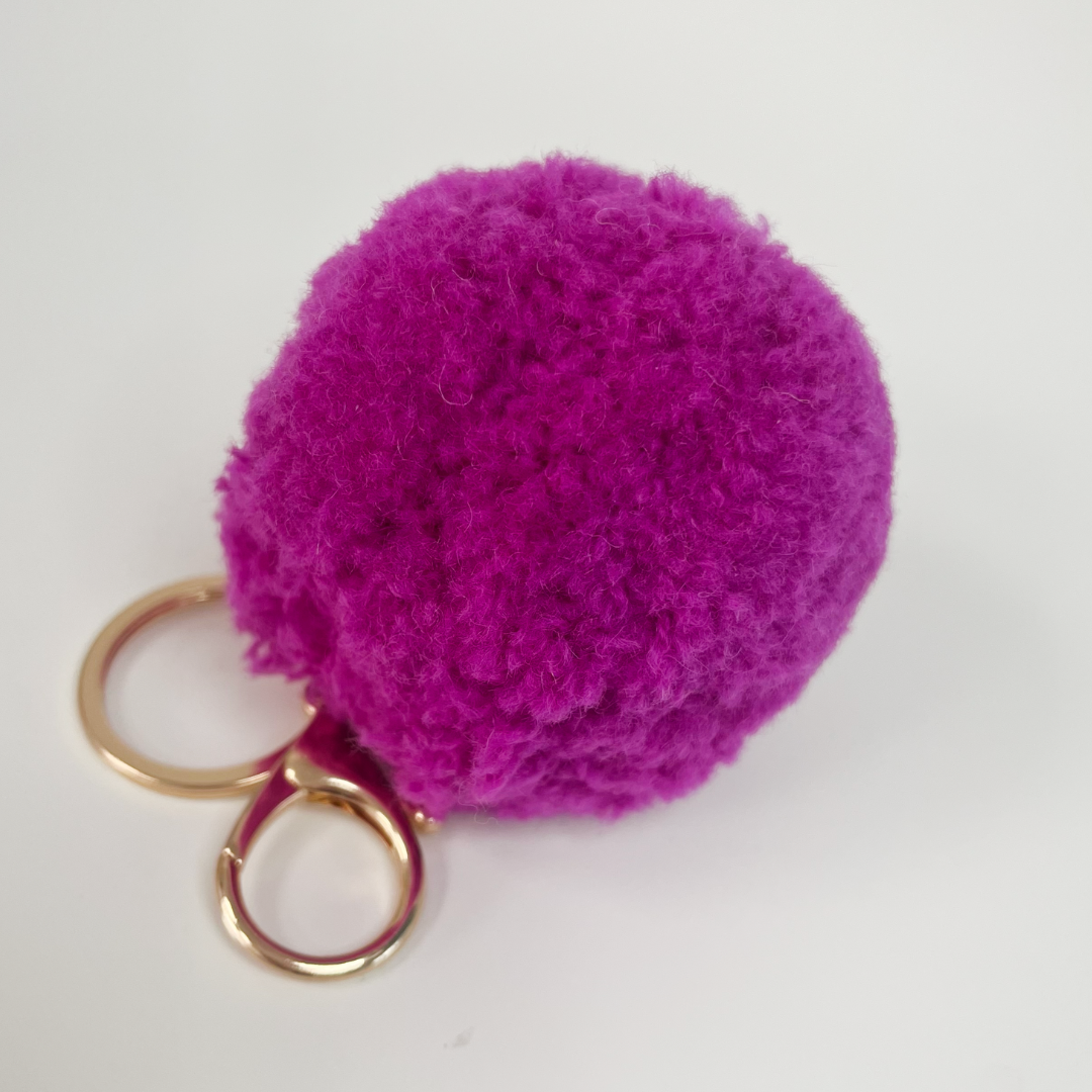 Pom Pom keyring / bag charm - honesty pink