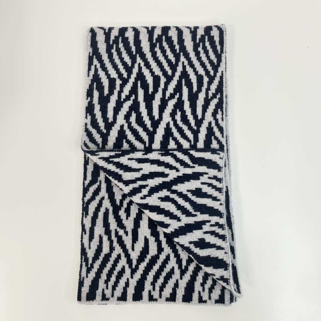 Zebra reversible scarf - navy and zinc