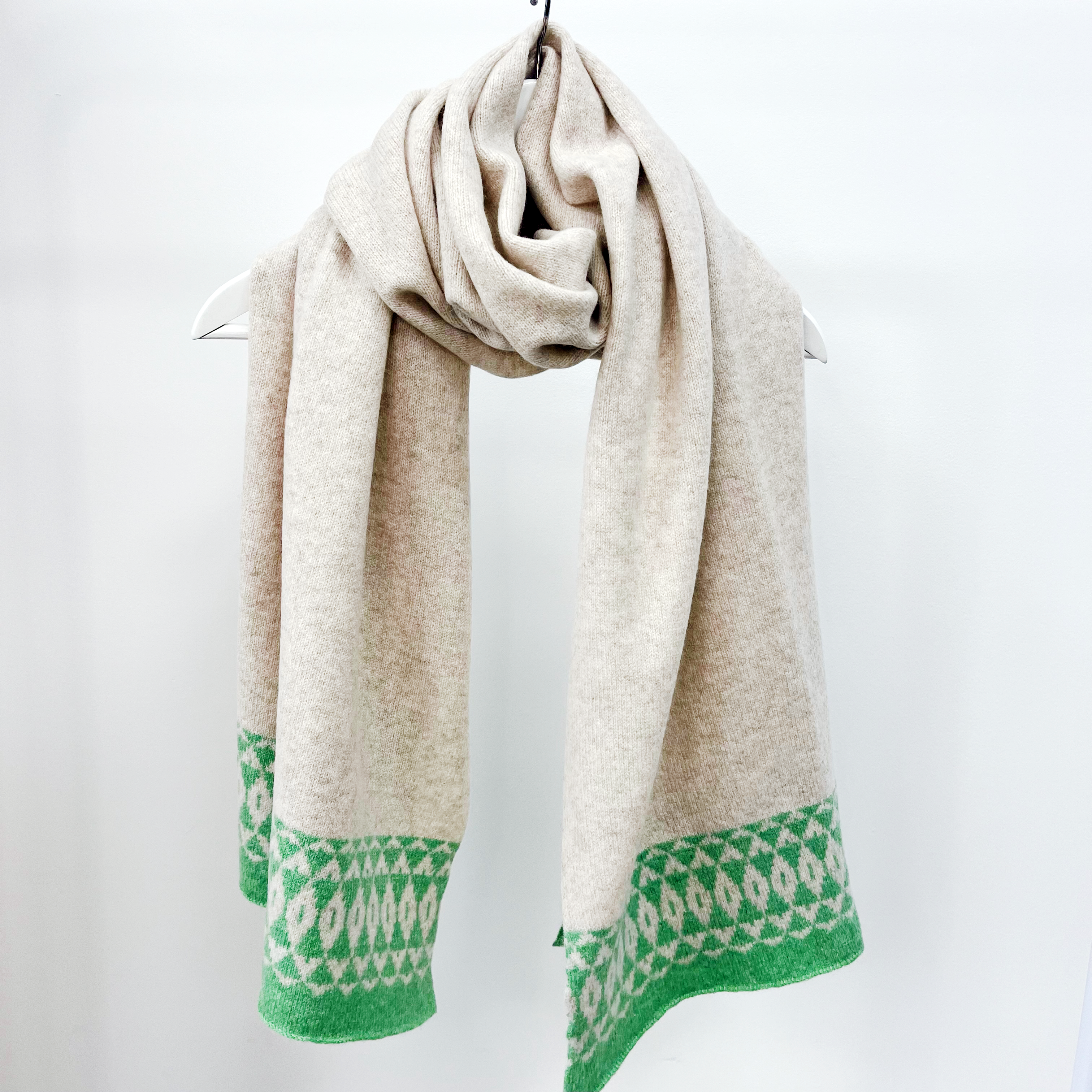Mirror knitted wrap - springtime and linen (dispatched in 1-2 weeks)